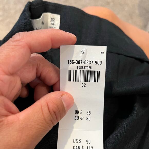 Abercrombie & Fitch High Rise Ultra Wide Leg Linen Blend Pants Size 32 Black New - Picture 5 of 9